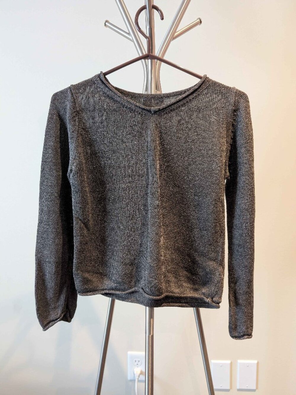 Dark Green Knit V-neck Sweater Grunge